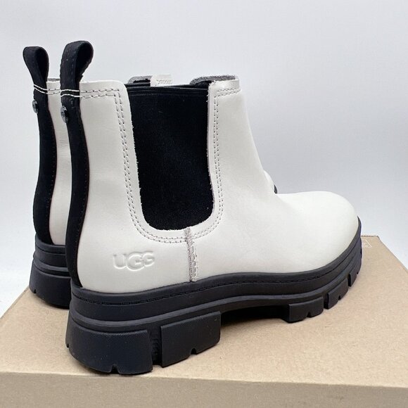 UGG ASHTON CHELSEA BOOTS Platform Waterproof Pull-on WHITE LEATHER WOMEN'S US 9 - Picture 6 of 12